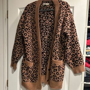 Leopard Print Cardigan Sweater